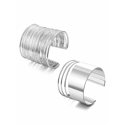 Жесткий браслет ЛакSHERY 2 шт размер one size диаметр 6 см серебряный 788₽