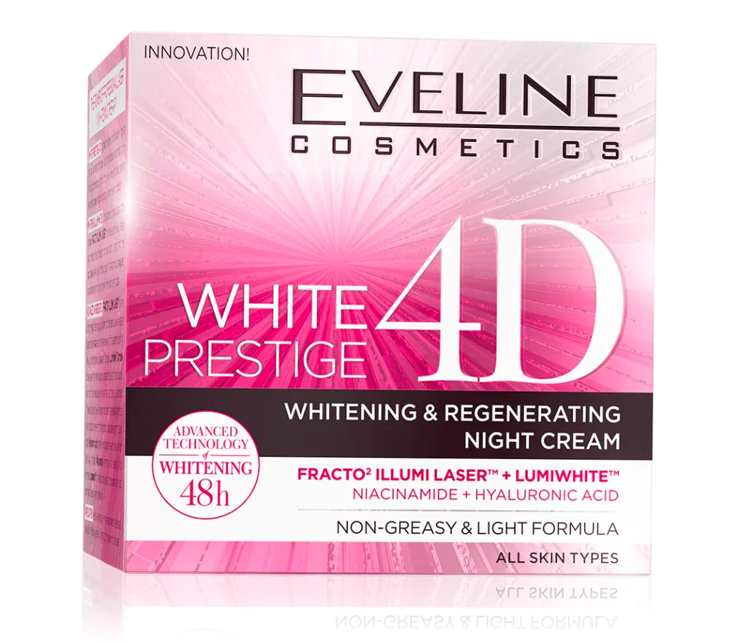 EVELINE WHITE PRESTIGE 4D Ночной регенерирующий крем выравнивающий тон для всех типов кожи 50мл