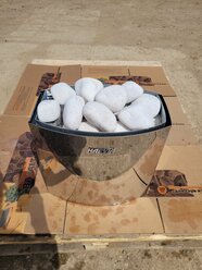 Белый кварц галтованный камни для бани сауны средний размер для печей в коробке 10 кг
