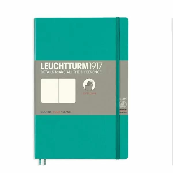 Записная книжка Leuchtturm Paperback В6+ нелинованная изумрудная 123 стр.