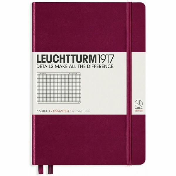 Записная книжка Leuchtturm Medium A5 в клетку винная 251 стр.