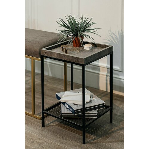 Прикроватная придиванная тумба s12 shop на металлическом каркасе салливан цвет железный камень 9676₽