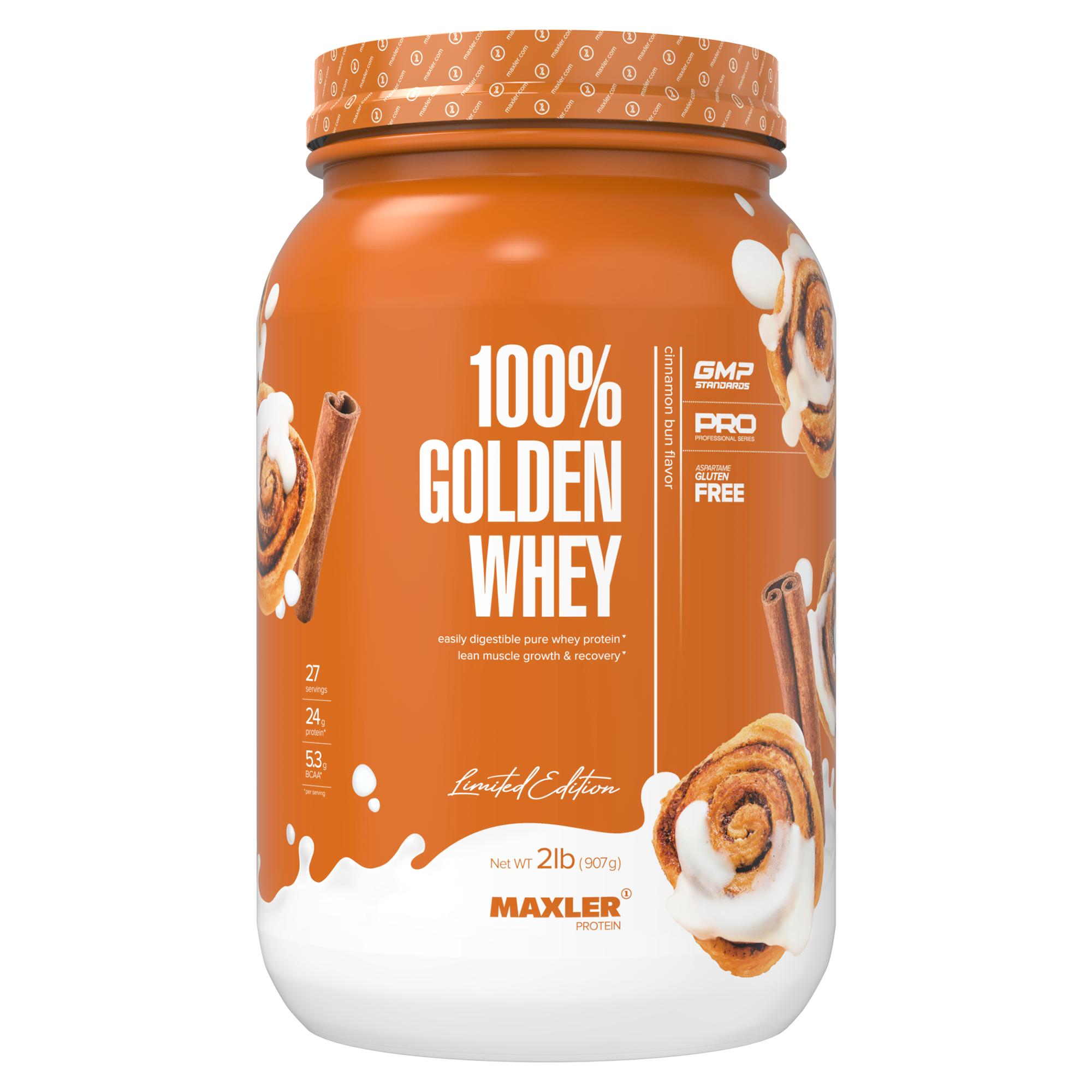 Комплексный протеин MAXLER (USA) 100% Golden Whey 910 г, Булочка с корицей