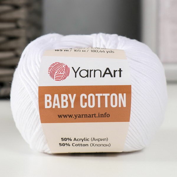 Пряжа "Baby cotton" 50% акрил 50% хлопок 165м/50гр