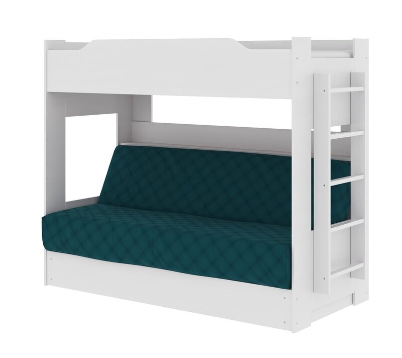 фото Двухъярусная кровать с диваном (матрац Боннель) Боровичи-мебель, белый, бирюза