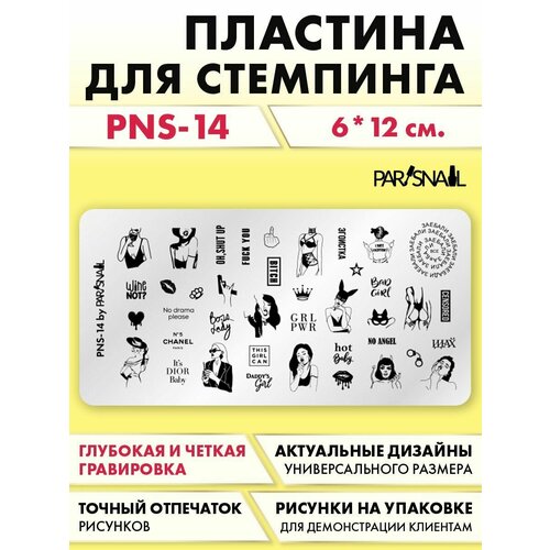 ParisNail Пластина для стемпинга PNS-14 (6*12 см)