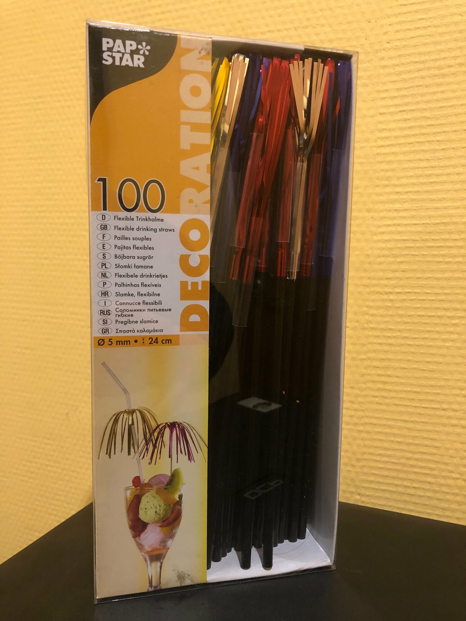 Трубочки для коктейлей "Фейерверк" Н240мм, D5 мм, PAPSTAR, 100шт, арт.16662