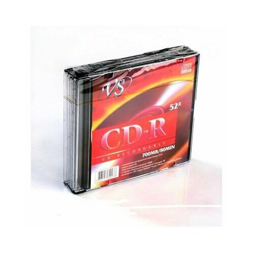 Диск CD-R VS 0,7 GB 52x (5 штук в упаковке), 166387 диск cd r mirex 700 mb 52х дизайн sport slim case 5 5 200