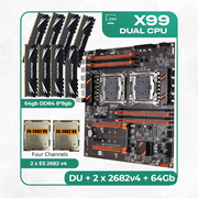 Комплект материнской платы X99: ZX-DU99D4 + 2 x Xeon E5 2682v4 + DDR4 64Гб Atermiter 2666Mhz 8х8Гб