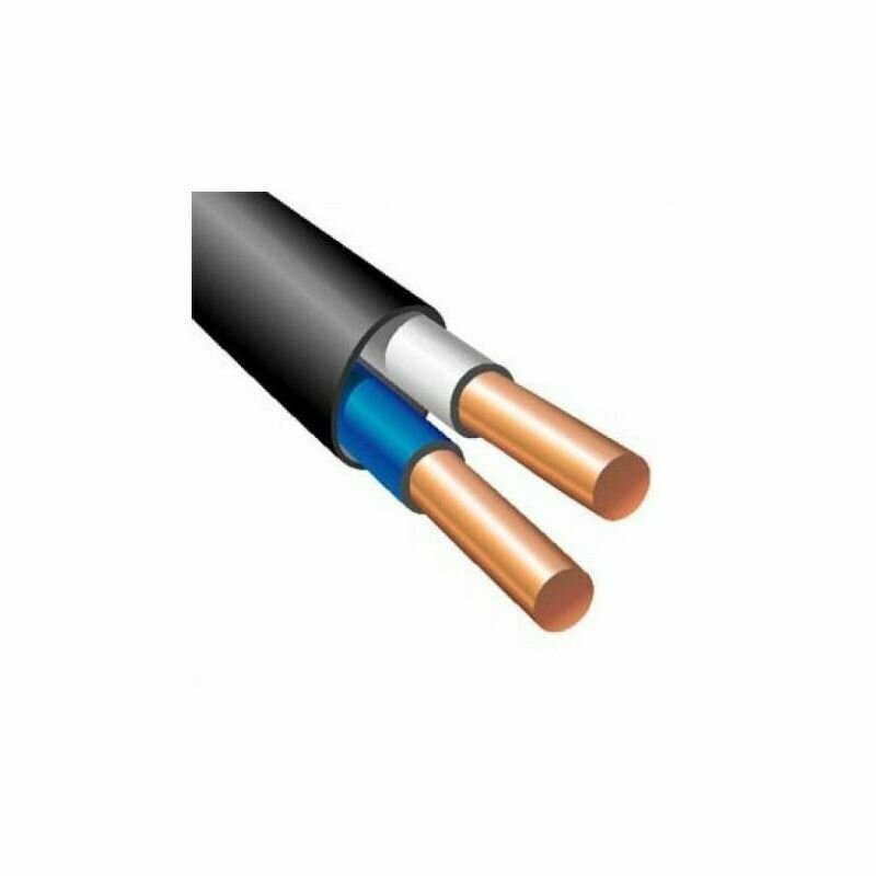 Кабель силовой ВВГнг Медь 2х 15 плоский Круглая однопроволочная жила черный ГОСТ