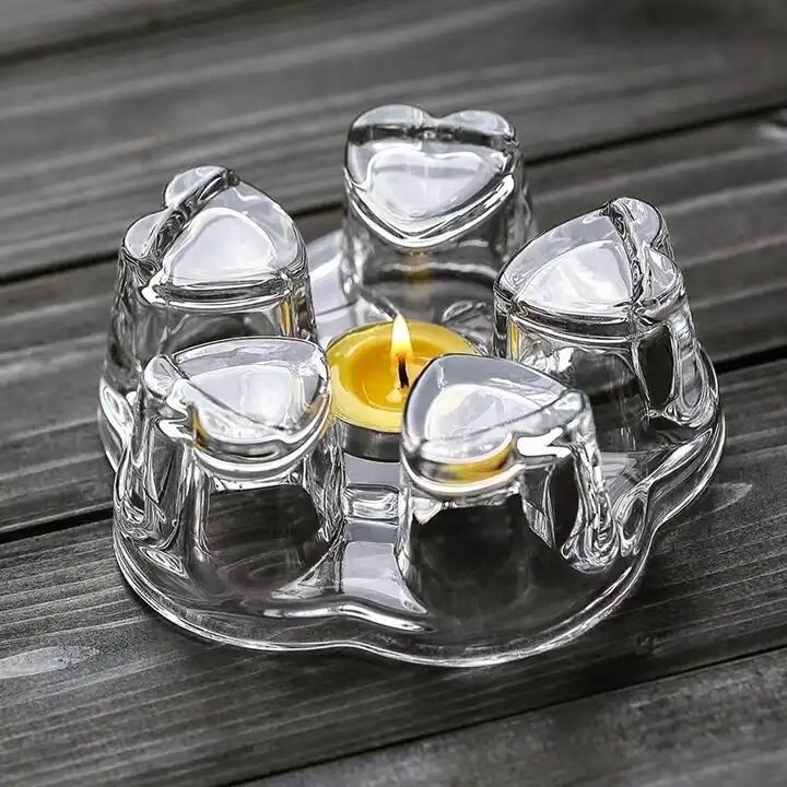 Подставка под горячее GlassWare универсальная стеклянная подставка-подогреватель для чайника свечой в форме сердца