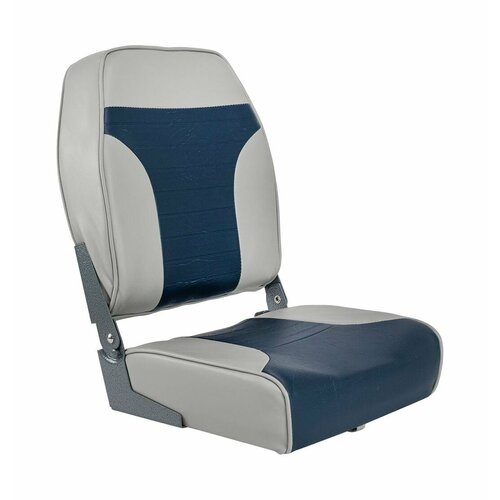 фото Кресло складное мягкое economy с высокой спинкой двуцветное, серый/синий нет бренда