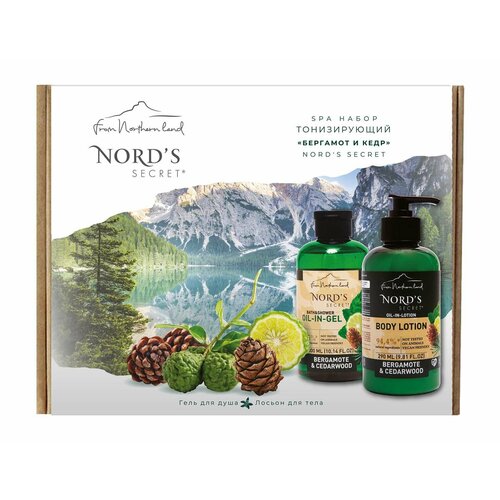 NORDS SECRET Набор Тонизирующий Бергамот И Кедр Nord'S Secret Spa (Гель + Лосьон) nords secret тонизирующий гель масло для душа бергамот и кедр 400 мл