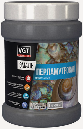 Изображение товара Эмаль Перламутровая VGT ВД-АК-1179 0.23кг Серебристо-Белая Универсальная, Акриловая без Запаха / ВГТ Перламутровая.