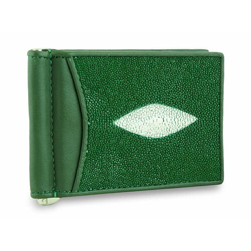 классический зажим для купюр из кожи ската на магните Зажим для купюр Exotic Leather ks-470, зеленый