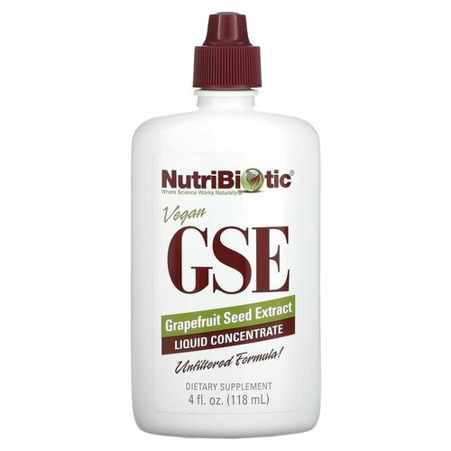 NutriBiotic, веганский экстракт семян грейпфрута GSE, жидкий концентрат, 118 мл