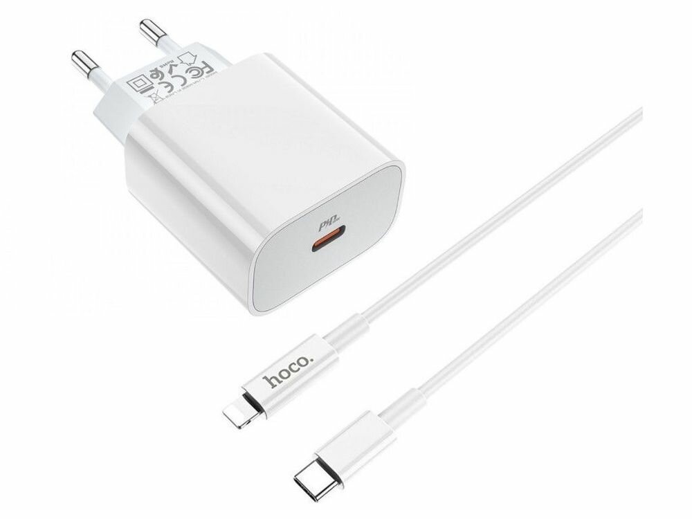 Быстрая зарядка Hoco C76A Plus (20W) с кабелем Type-C на Lightning — фото 1