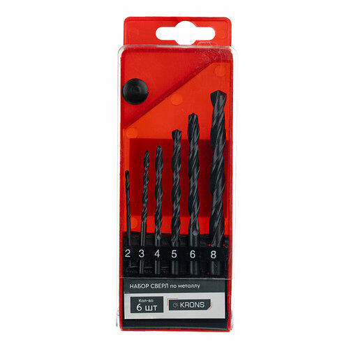 Набор сверл по металлу KRONS HSS 2-8 мм 6 шт