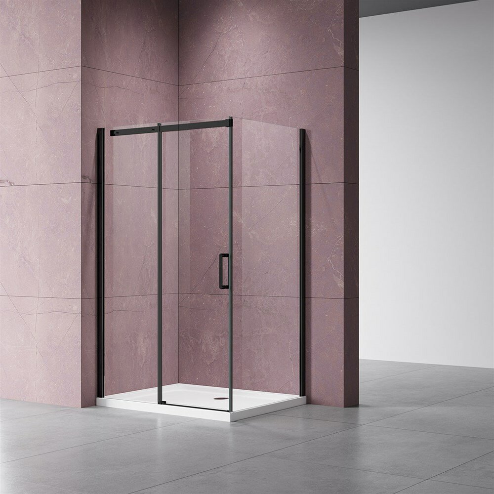 Vincea Dice VSR-4D8011CLB, 1100x800, черный, стекло прозрачное