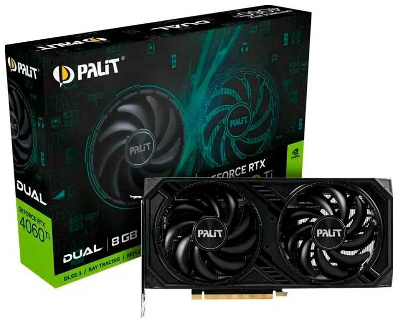 Видеокарта Palit GeForce RTX 4060 Ti DUAL 8GB (NE6406T019P1-1060D)