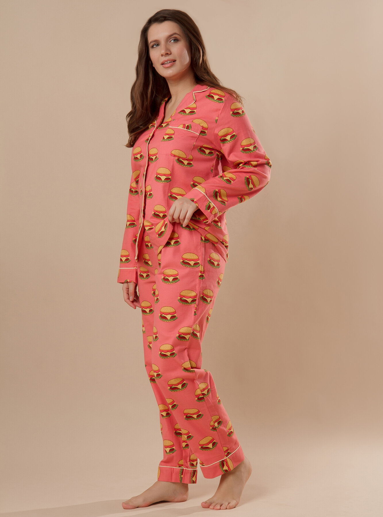 Теплая женская пижама из хлопка / INDEFINI / 2134TCCXL - фотография № 5