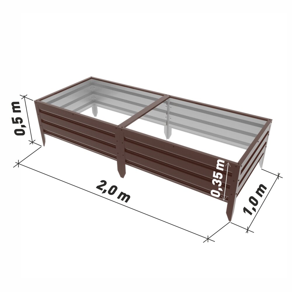 Грядка из металла 10х20 м высота 35 см цвет Коричневый
