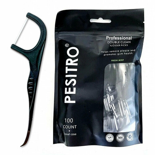 Межзубная нить с держателем Pesitro Double Clean Floss, 100 шт