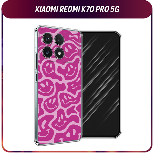 Силиконовый чехол на Xiaomi Redmi K70 Pro 5G/K70 5G / Сяоми Редми K70 Про 5G/K70 5G Расплывчатые смайлики розовые