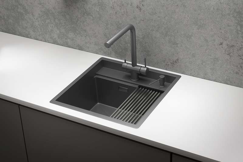 Кухонная мойка Granula Kitchen Space 51х50 KS-5051 графит матовый - фото №8
