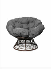 Кресло "Папасан" с ротангом коричневое / серая подушка M-Group