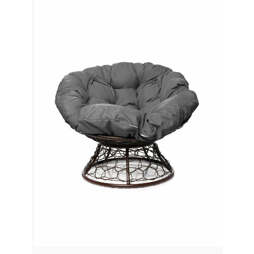 Кресло Папасан с ротангом коричневое / серая подушка M-Group подушка на кресло садовое m group папасан серая