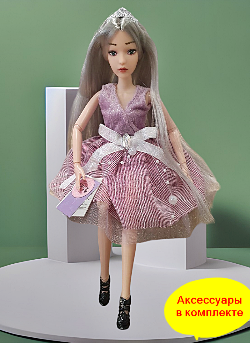Кукла шарнирная Эмили с цветами и бантиком