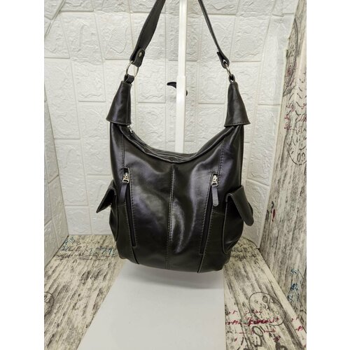 фото Сумка хобо , фактура гладкая, черный elena leather bag