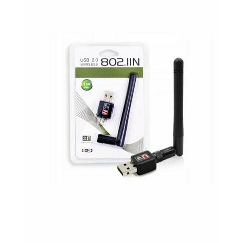 Адаптер ALEX Wi-Fi, USB 2.0, 802. IIN, с антенной, черный cc2531 usb ключ zigbee pack sniffer анализатор протоколов 802 15 4 для чипов cc2650 cc2630 cc2538 с антенной