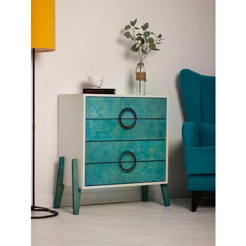 Комод на ножках с выдвижными ящиками голубой