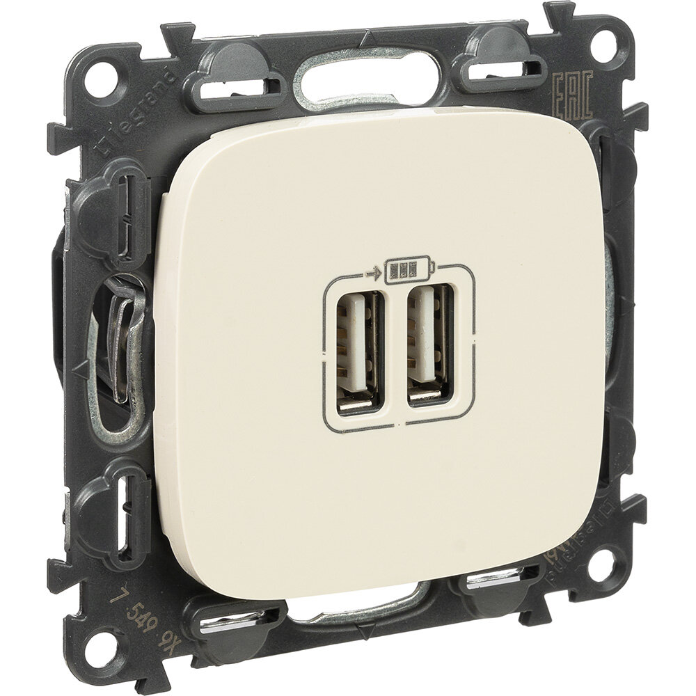 Valena Allure 754996 Розетка USB (2xUSB, под рамку, скрытая установка, слоновая кость) Legrand - фото №6