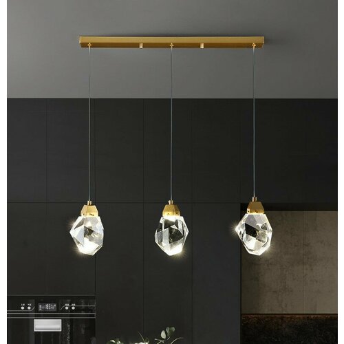 Светильник потолочный 3 шт на планке Sofitroom DiamanteGold LED плафон стекло корпус металл цвет золотой люстра потолочная светодиодная 15505₽