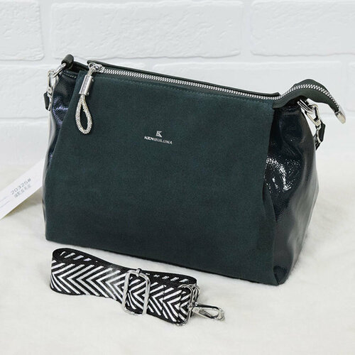фото Сумка kenguluna c31-2зеленый, фактура бархатистая, зеленый