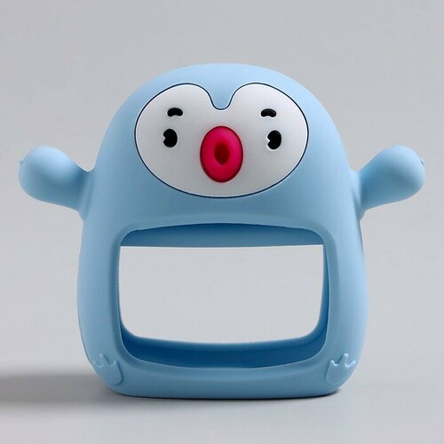 Прорезыватель зубной в форме соска c ручкой Пингвиненок цвет голубой 956₽