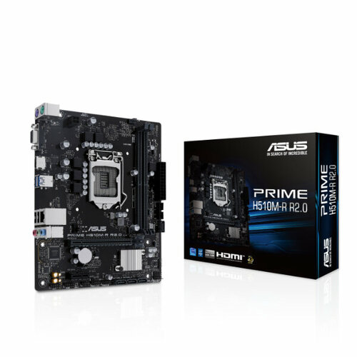 Материнская плата Asus PRIME H510M-R R2.0-SI Soc-1200 Intel H470 2xDDR4 mATX AC`97 8ch(7.1) GbLAN+VGA+HDMI White Box