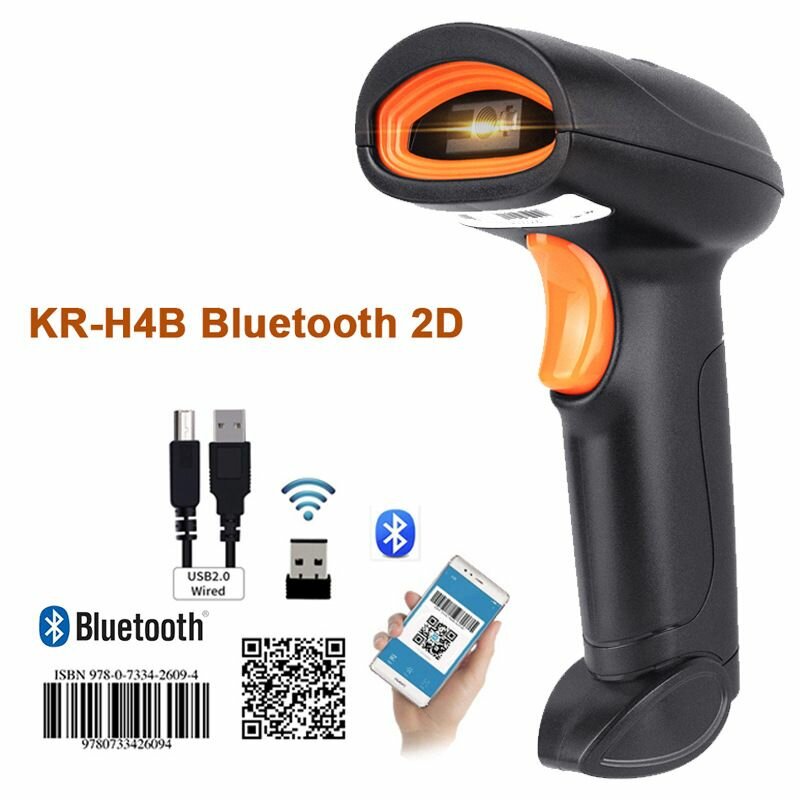 Holyhah H4B Bluetooth Беспроводной 2D сканер штрих-кодов PDF417 QR