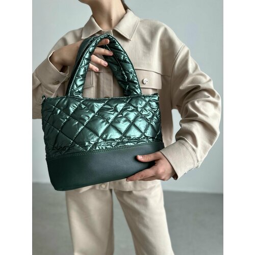 Сумка шоппер Vael, фактура стеганая, зеленый inspire сумка шоппер стеганая зеленый