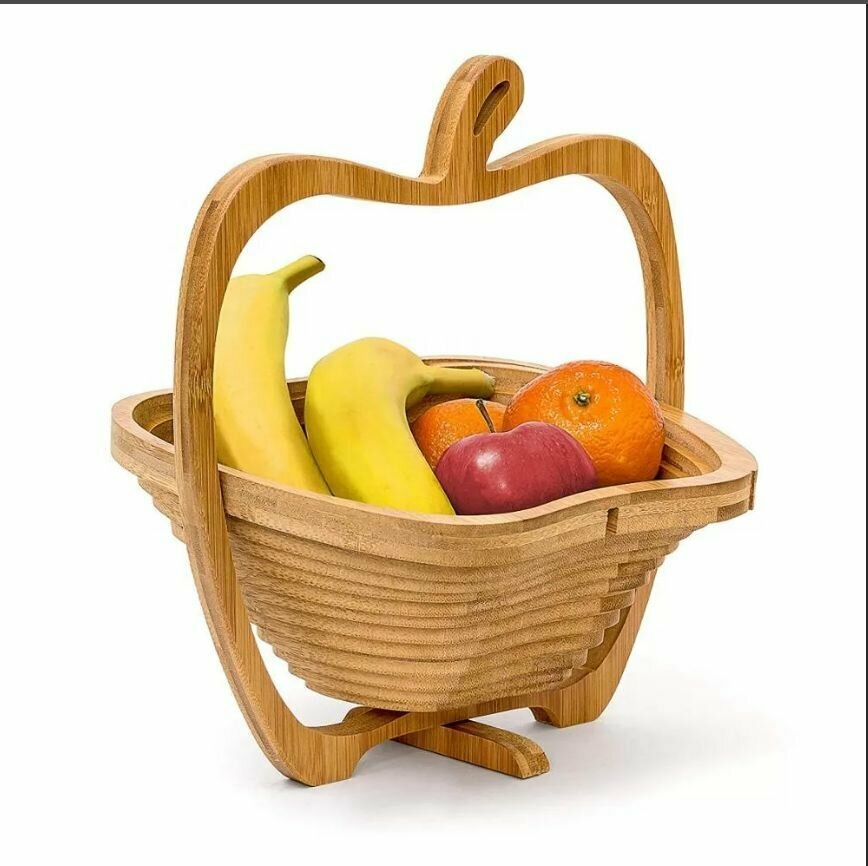 Складная бамбуковая корзина для овощей и фруктов