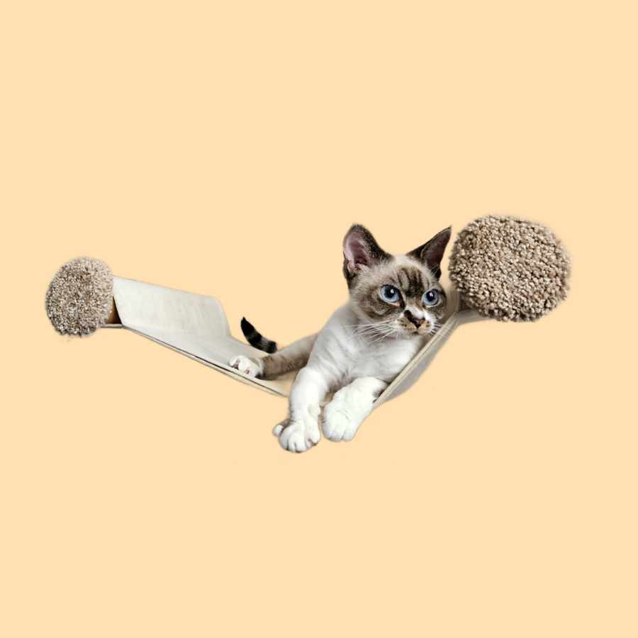 Гамак настенный для кошек Моя Котя, текстильный со съемным чехлом бежевый