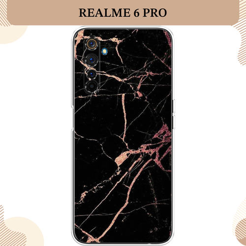 Силиконовый чехол Мрамор розовое золото на Realme 6 Pro / Реалми 6 Про силиконовый чехол на realme 6 реалми 6 серый мрамор