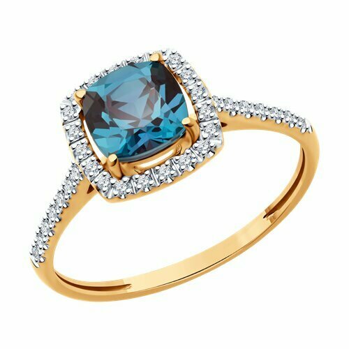 фото Кольцо diamant online, золото, 585 проба, александрит, бриллиант, размер 18.5