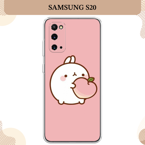 Силиконовый чехол Кролик с персиком на Samsung Galaxy S20 / Самсунг Галакси S20