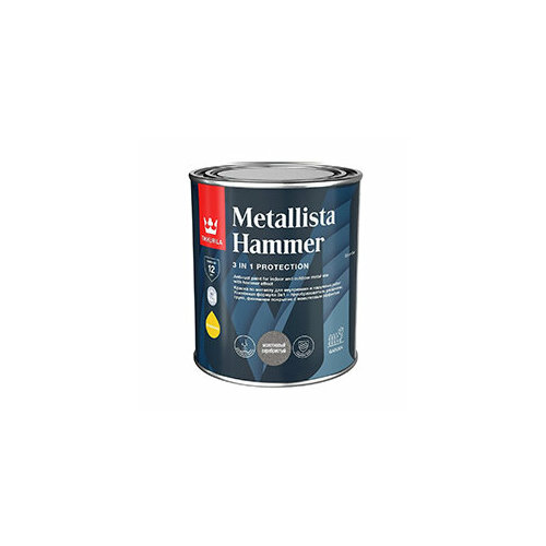 Краска для металла по ржавчине молотковая 3в1 Tikkurila Metallista Hammer, 0,8 л, серебристая