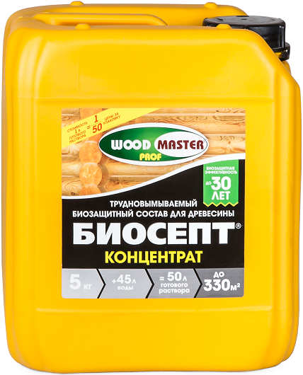 Биозащитный Состав Woodmaster Prof Биосепт 5кг Концентрат (1:9) для Древесины, Трудновымываемый / Вудмастер Проф.