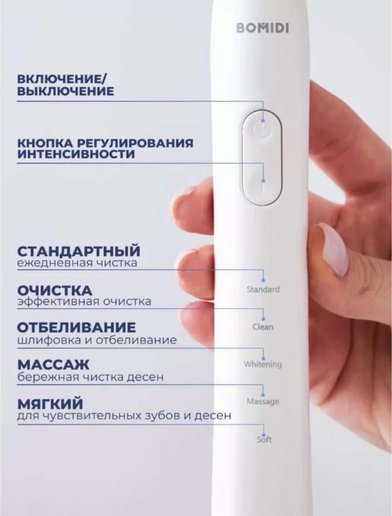 Xiaomi/BOMIDI/RoZaLi Store/Щетка зубная электрическая/Ультразвуковая зубная щетка/зубная щетка — фото 3
